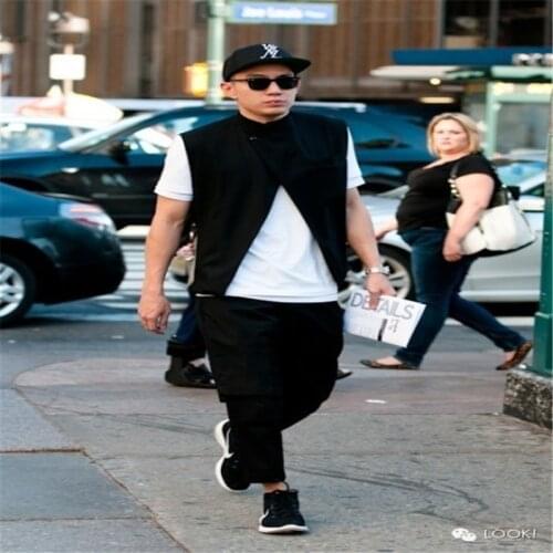 2017 big yards mens clothing S-6XL collar vest fashion four seasons of paragraph front fly suit vest The singers clothing