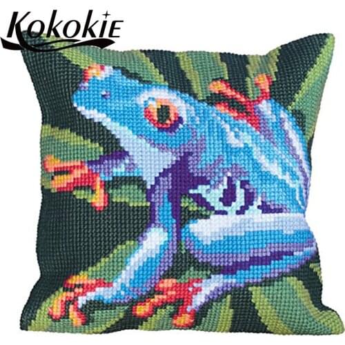 Handicraft embroider needlework kits cross stitch set sales frog decorative pillowcase diy rug throw pillow case cushion mat