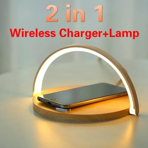 Qi Wireless Charger Table Lamp For iPhone X XS 11 12 PRO Max Mobile Phone Charging Holder Night Light Pad Phone Stand For Xiaomi