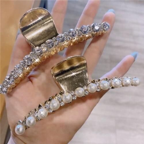 New Pearls Metal Hair Claw Clips Big Size Rhinestone Pearl Hair Clip Makeup Hair Styling Barrettes Fashion Hair Accessories