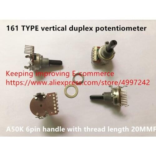 Original new 100% 161 TYPE vertical duplex potentiometer A50K 6pin handle with thread length 20MMF (SWITCH)