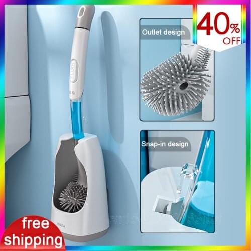 Liquid Silicone Toilet Brush Bathroom Accessory Set Bottom Refill EasyPress Soft TPR Brushes Toilet Unit Wc Accessories Artifact