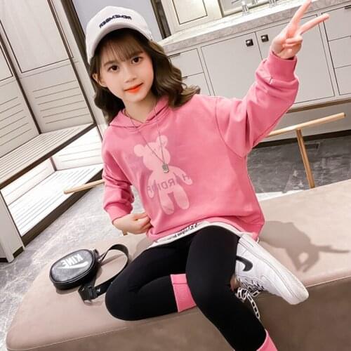 Tracksuit Girls clothes set Cotton O-Neck Pullover Bear Girl Sport Suit Spring Fall Children Clothing Sports Casual Kids Outfits