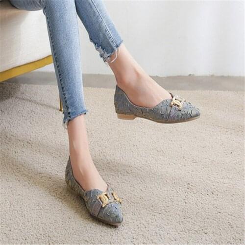 Women Flat Shoes 2021 Casual Fashion Slip-on Ballerina Woman Flats Patent Ladies Spring Autumn Lady Footwear New Metal Buckle