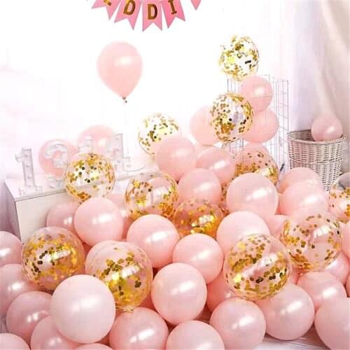 15pcs Pink Rose Gold Confetti balloons Set Chrome metallic ballon Birthday Party Wedding Decoration Wedding Anniversary globals