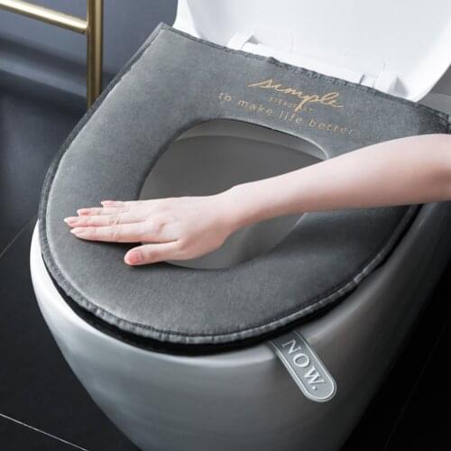 Universal Toilet Seat Cover Winter Toilet Seat Cushion Fleece Washable Toilet Seat Pad Zipper Design