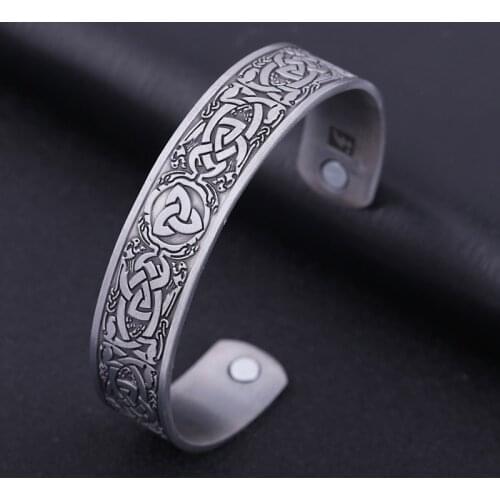 Vintage Irish Lucky Knot Pattern Magnetic Bracelet Magic Magnetic Therapy Viking Men and Women Bracelet Jewelry