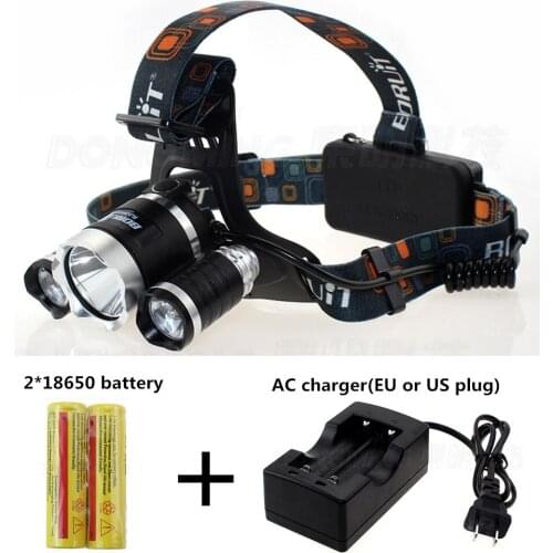 Waterproof Headlamp CREE XML T6 5000 Lumens Rechargeable lampe frontale head Lamp Hunting camping + 2pcs 18650 battery + charger