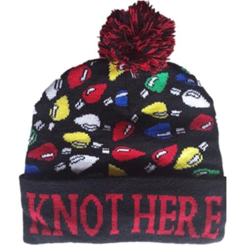 Cotton wool knitting Christmas Vacation knot here got a little Cap winter Plush Soft Warm hat Beanie fit for Adult Kid with Pom