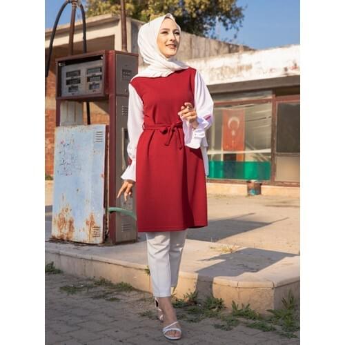 Women Garnili Tunic-Burgundy Muslim spring summer autumn winter stylish and elegant