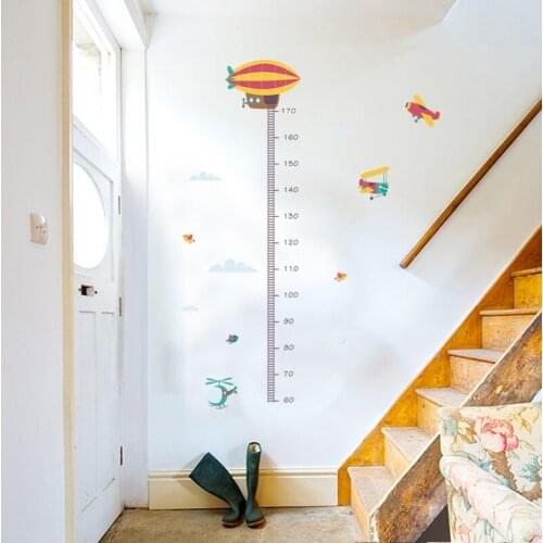 1Pc Cartoon Airplanes Height Measure Wall Stickers Kids Grow Up Height Ruler Mural For Baby Boy Room Nursery Home Decor 30*90CM