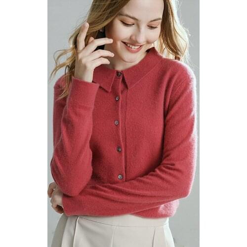 100% Cashmere Sweater Shirt Women Simple Design Turn down Neck Long Sleeves 3 Colours Ladies Casual Knitwear New Fashion