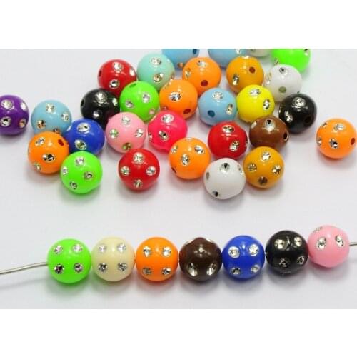 100 Mixed Colour Sparkling Silver Dots Acrylic Round Beads 10mm