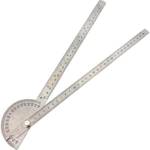 180 Degree Stainless Steel Protractor Round Head Dual Arm Angle Protractor Finder Rotary Ruler Measuring Tool