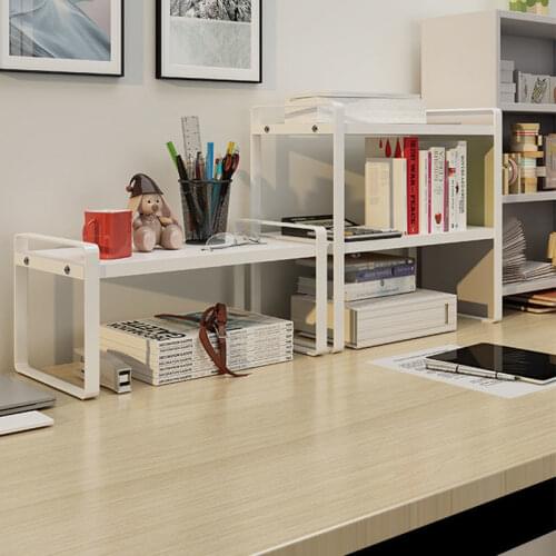 2 layer Desktop Bookshelf Bookend Magazines Storage Rack Metal Bookcase Desk File Organizer Holder Display Office Home Supplies