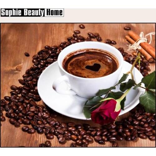 2018 Diy Diamond Painting Flower Full Drill Cross Stitch Crystal For Square Sets Unfinish Decorative Embroidery Rose Coffee