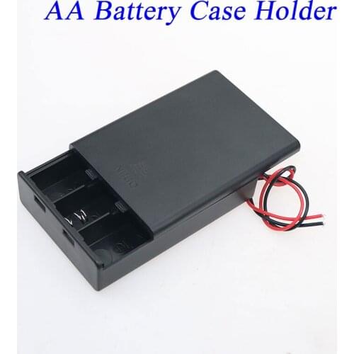3 Slots AA Battery Holder Case Slot Holder Plastic Storage Box With OFF/ON Switch Wires