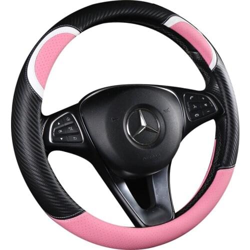 38CM Car Steering Wheel Cover Anti slip Leather Cars Wheels Covers Breathable Hand Stitching Steering-Wheel Car-stying Universal