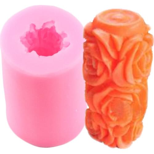 3D Rose Flower Handmade Candle Mold Silicone Fondant Cake Decorating Tools Chocolate Gumpaste Moulds Polymer Clay Soap Molds