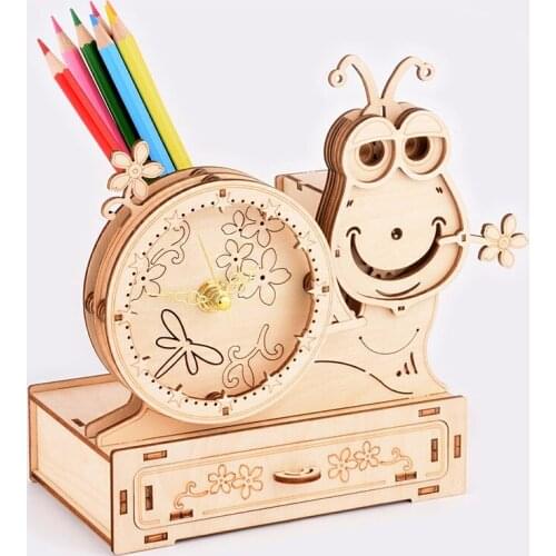 3D Puzzle Table Clock DIY Wooden Model Engineering Building Kits Assembly Educational Toys For Kids Adult Stereoscopic splicing