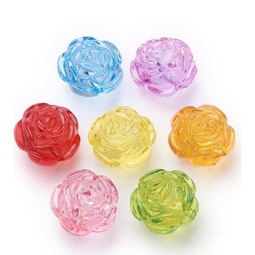 500g Transparent Acrylic Flower Beads Mixed Color Beads For DIY Jewelry Making, 18x22x7mm, Hole: 1mm; about 410pcs/500g