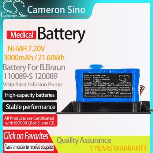CameronSino Battery for B.Braun 110089-S 120089 fits B.Braun Infusomat fmS/P Medical Replacement battery3000mAh/21.60Wh7.2v