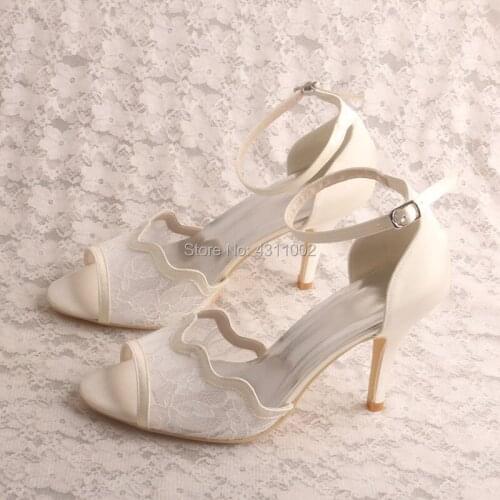 Bulk Shoe Laces Sandals High Heeled Wedding Bridal Shoes with Ankle Strap