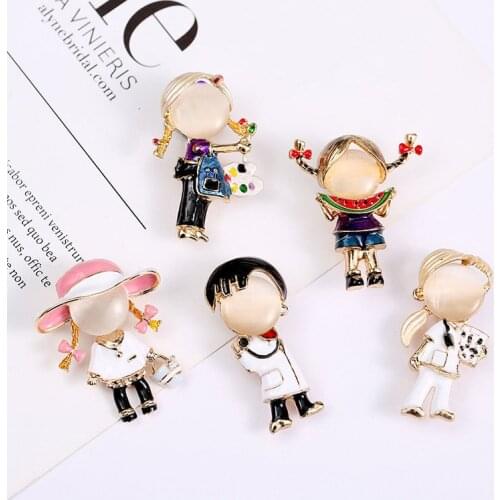 5 Styles Alloy Dripping Oil Doctor Painter Boys Girls Brooches Cute Nurse Medical Pin Lapel Jewelry Gift