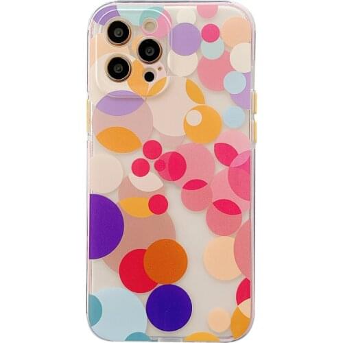 Cute Colorful Dots Phone Case for iPhone 11 12 Pro XS MAX XR X 7 8 Plus se2 Soft TPU Silicon Clear Transparent Cover Coques Girl