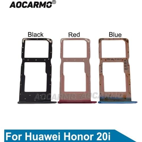 Aocarmo SD MicroSD Holder Nano Sim Card Tray Slot For Huawei Honor 20i Replacement Parts