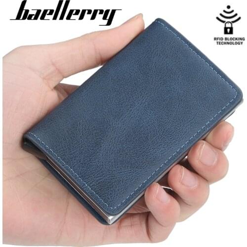 Baellerry Rfid Card Holder Men Wallets Money Bag Male Vintage Short Purse Small Leather Slim Wallets Mini Wallets Thin