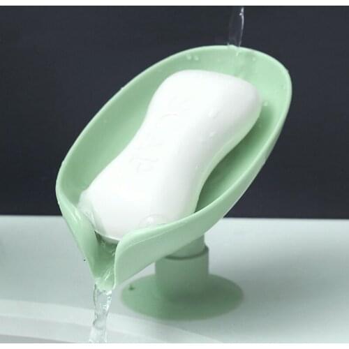 Leaf Shaped Soap Holder Shower Soap Shelf Bath Soap Box Vertical Suction Cup Laundry Soap Dish Storage Tray Bathroom Supplies