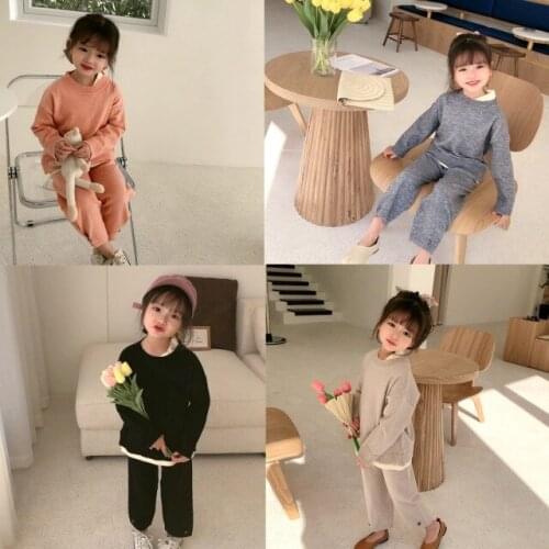 2021 Baby Clothing Long Sleeve Sweater Tops and Knitted Pants 2pcs Sports Girls Boys Clothes Set Fashion Toddler Girls Sets