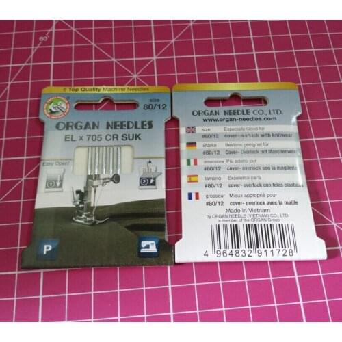 ORGAN NEEDLE ELx705 SUK 705 2022 medium ball point GOOD FOR COVER-OVERLOCK WITH KNITWEAR (1PACK =5PCS)