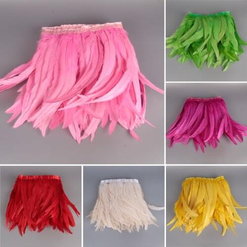 25-30cm Whie Rooster Tail Trim Coque Feather Trimming/ribbon for Crafts Dress Skirt Carnival Costumes Plumes