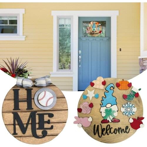 HOT Festive Decor Flower Round Wooden Sign Garden Wall Plaque Outdoor Decor For Farmhouse Decor Garden Decoration Wood Gifts