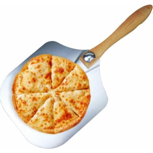 Aluminum Pizza Peel With Foldable Wood Handle Custom Pizza Shovel Paddle Outdoor Baking Pastry Tools
