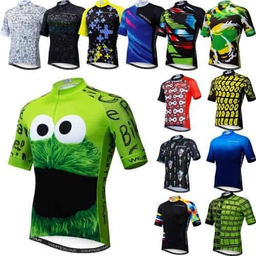 Mens Cartoon Green Cycling Jersey Breathable Spring Bike Clothing Tops Road Bike Team Bicycle Shirts