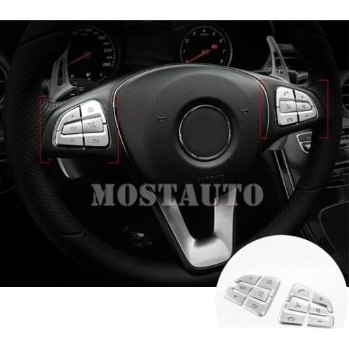 For Benz V-Class W447 Interior Steering Wheel Button Trim Cover 2014-2018 12pcs Car Accessories Interior Car Decor Car Trim