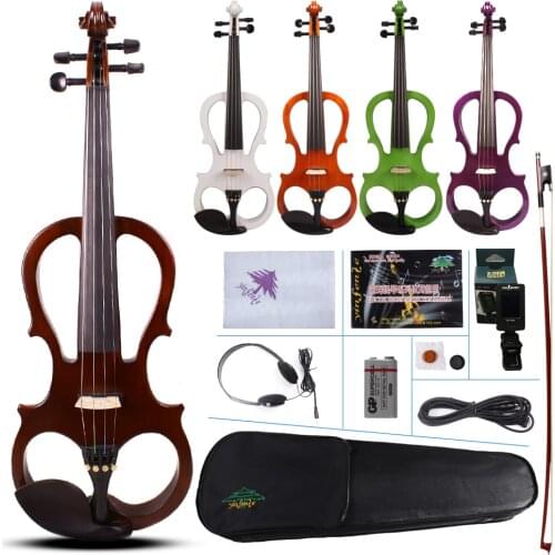 New 4 String 4/4 Electric Violin Powerful Sound Solid wood Ebony part 5# black and white color blue
