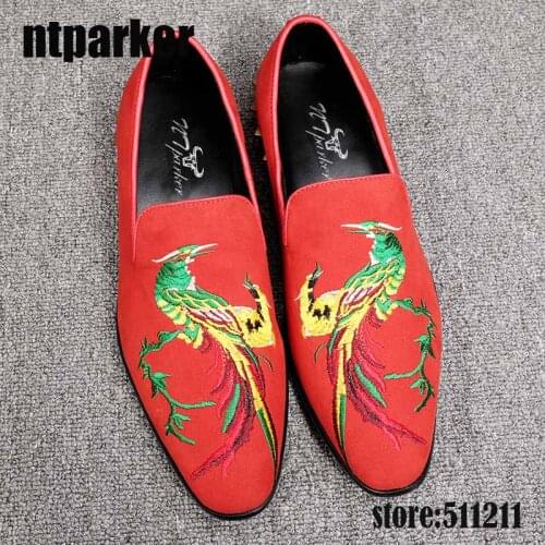 Ntparker Limited Edition Handmade Mens Leather Shoes Red/Black Suede Men Flats Casual Leather Shoes Wedding Party Dress Shoes