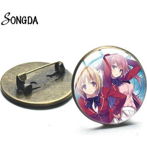 Japan Anime Classroom of The Elite Brooch Convex Glass Round Lapel Pins Button Triskele Jewelry Accessories Metal Pin Badge Gift