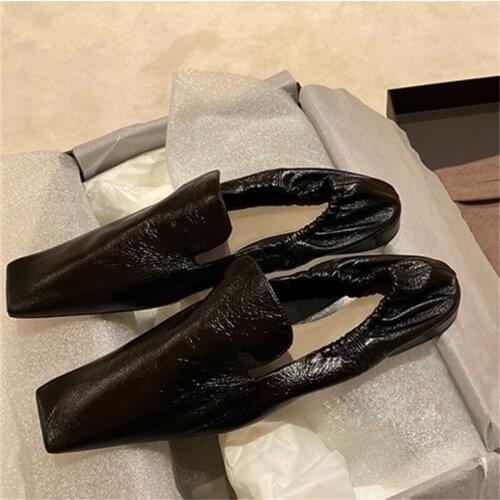 HIgh Brand Women Loafers Square Toe Flats Shoes Casual Elastic band Chaussure Femme Leather Lazy Zapatos De Mujer Ladies Shoes