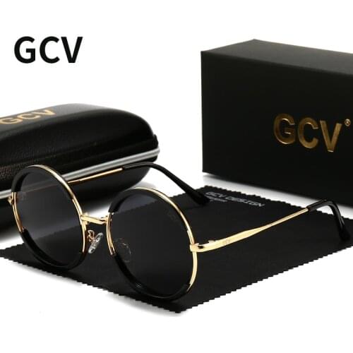 2021 GCV Hot Sale Classic Men Male Women Female Gorgeous Sunglasses Round Frame Glasses Fashion Punk Style New Metal Polarized