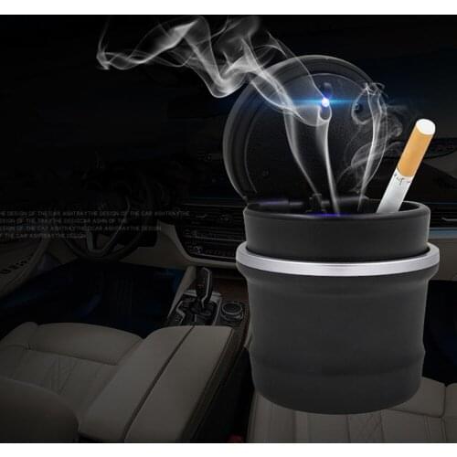 Portable car Ashtray Blue LED Light Smokeless Ashtray Cigarette Holder Anti-slip Rubber Auto Car Truck LED Cigarette Smoke