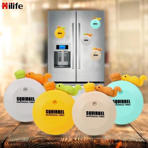 Practical Magnet Design Kitchen Timers 60 Minutes Mechanical Timer Cute Squirrel Countdown Alarm Reminder Gadgets
