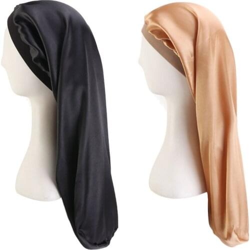 Elastic Wide Edge Satin bonnet Long Hair Hat Sleeping Hats Wrap Night Cap Hair Care Bonnet for Women Men Unisex Cap Bonnet