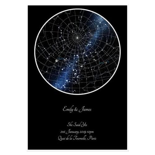 Personalised Star Sky Night Map Art Film Print Silk Poster Home Wall Decor 24x36inch