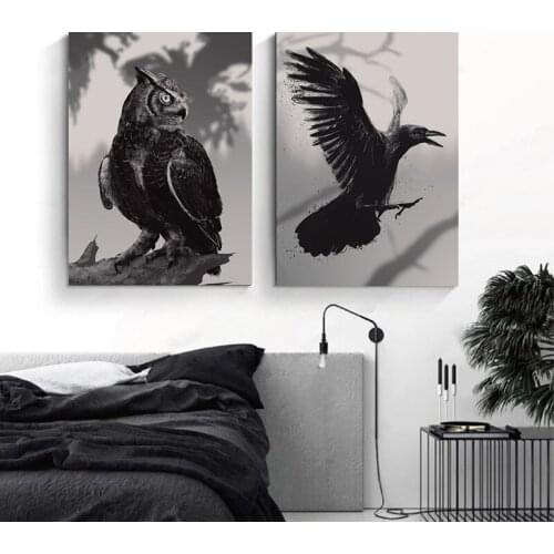 Flying Eagle Owl Animal Scandinavian Canvas Painting Poster and Prints Nordic Wall Art Mountain Pictures Living Room Home Decor
