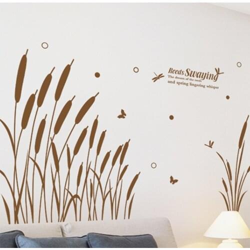 Reed grass wall sticker PVC waterproof material can removed wall stickers living room background wall corridor toe line sticker